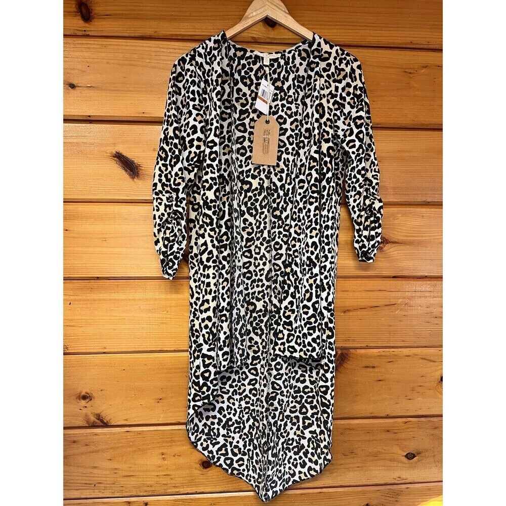 Flint & Moss Leopard Blouse Cocktail High Low Jacket Womens Small New $59